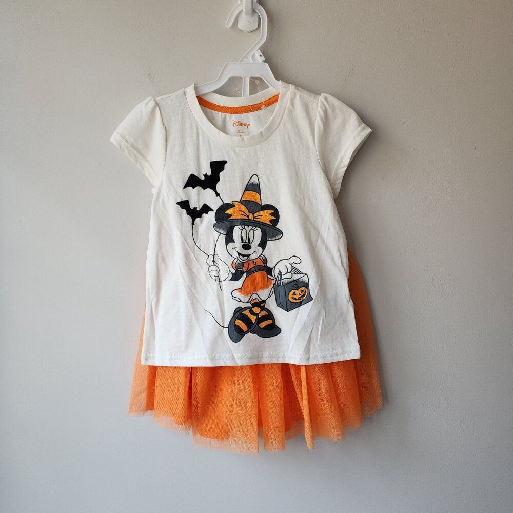 Disney Girl's Halloween Outfit | Matching Set | Skirt, T-shirt Minnie Mouse, NEW